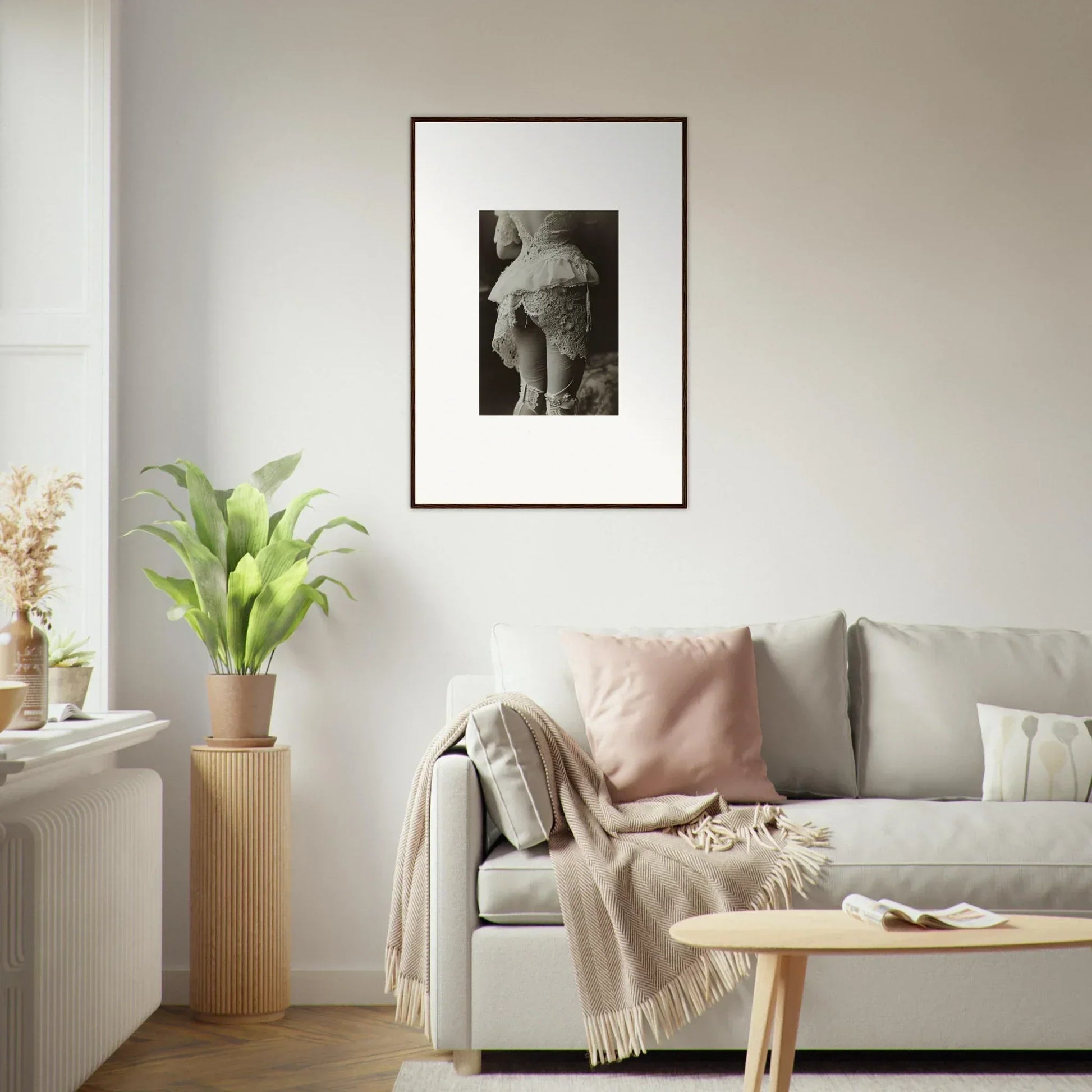 Framed black and white nude torso wall art for stylish room decoration