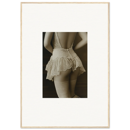 Sepia-toned image of a woman’s torso in laced prism undergarment for chic room decoration