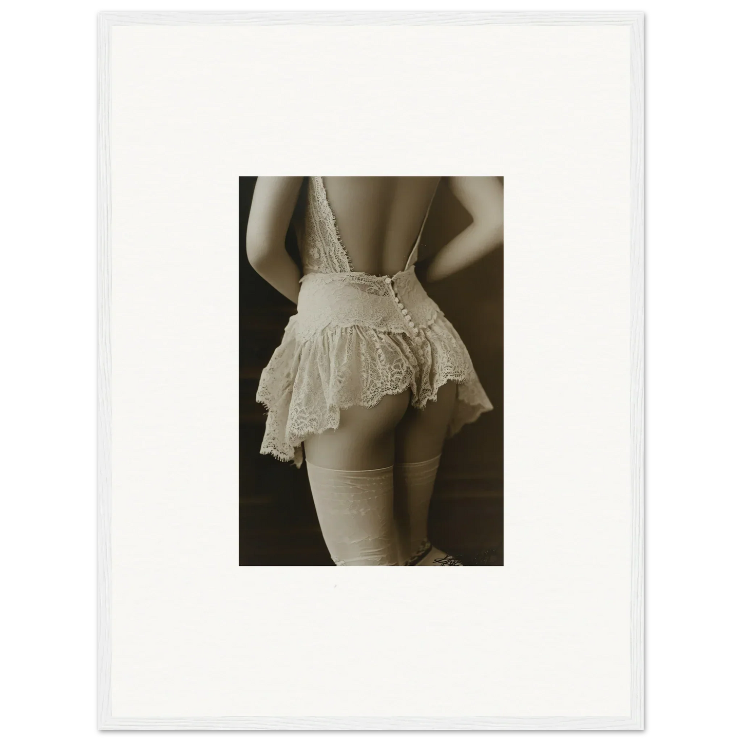 Delicate lace skirt from Laced Prism, perfect for chic room decoration or canvas print