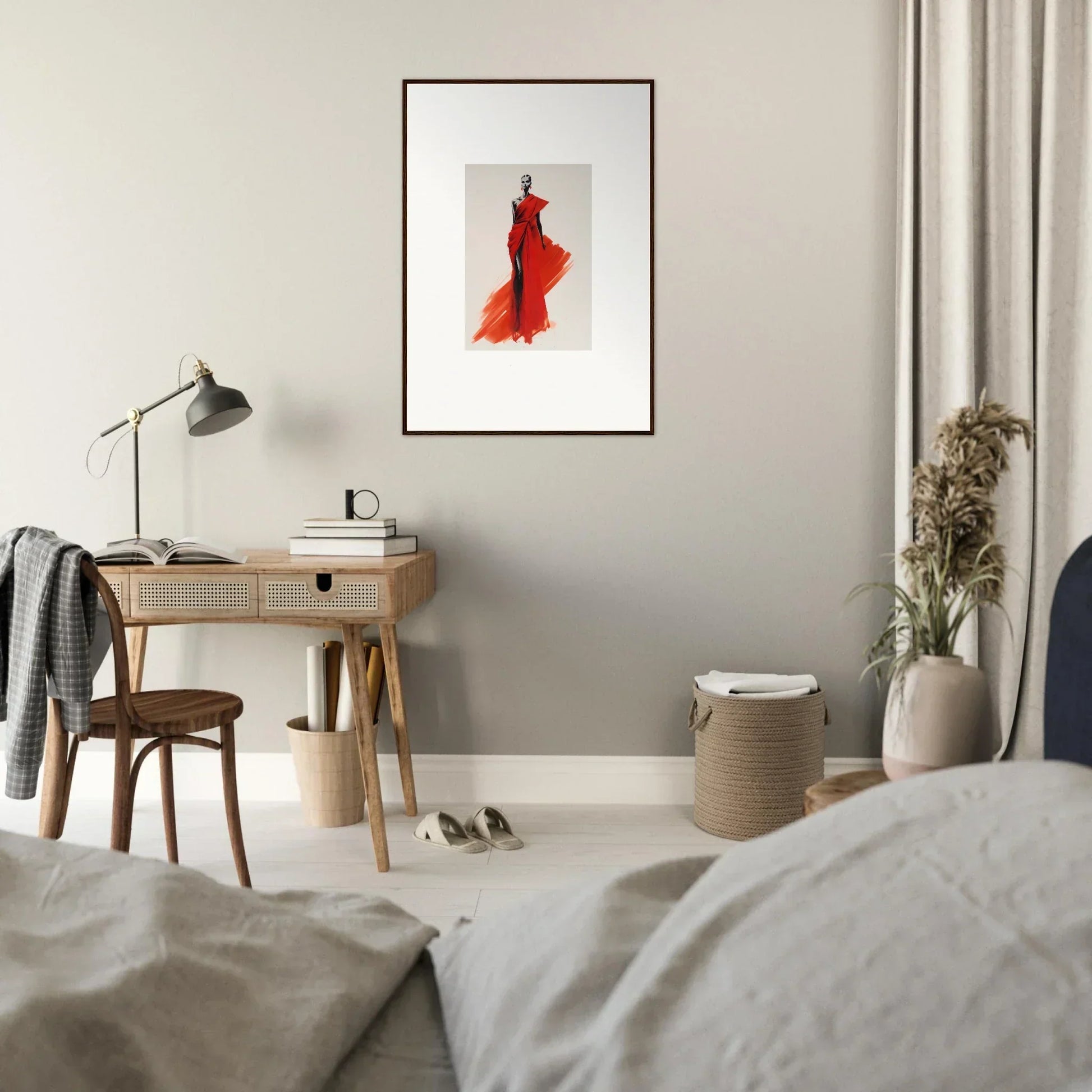 Red flamenco dress illustration in a black frame for Lady Crimson Dreaming special edition art™