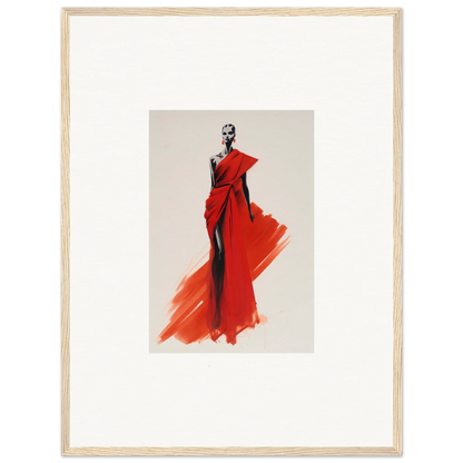 Fashion illustration of Lady Crimson Dreaming with a stunning red evening gown