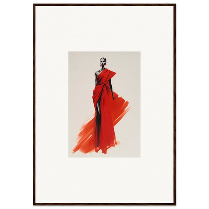 Fashion illustration of Lady Crimson Dreaming in a stunning red evening gown