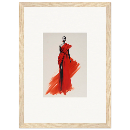 Fashion illustration of Lady Crimson Dreaming red gown with elegant flowing details