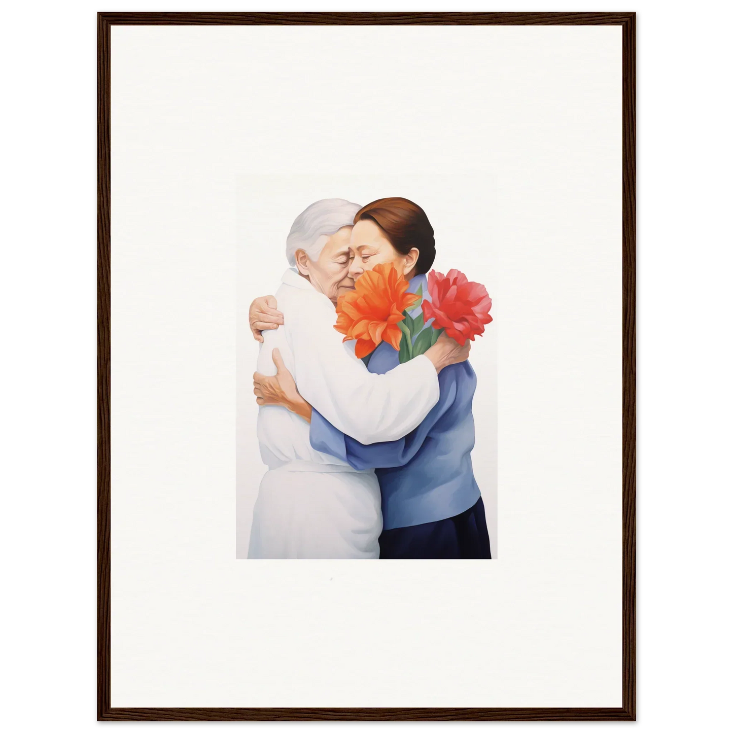 Framed wall art of two people embracing with flowers for beautiful room decor