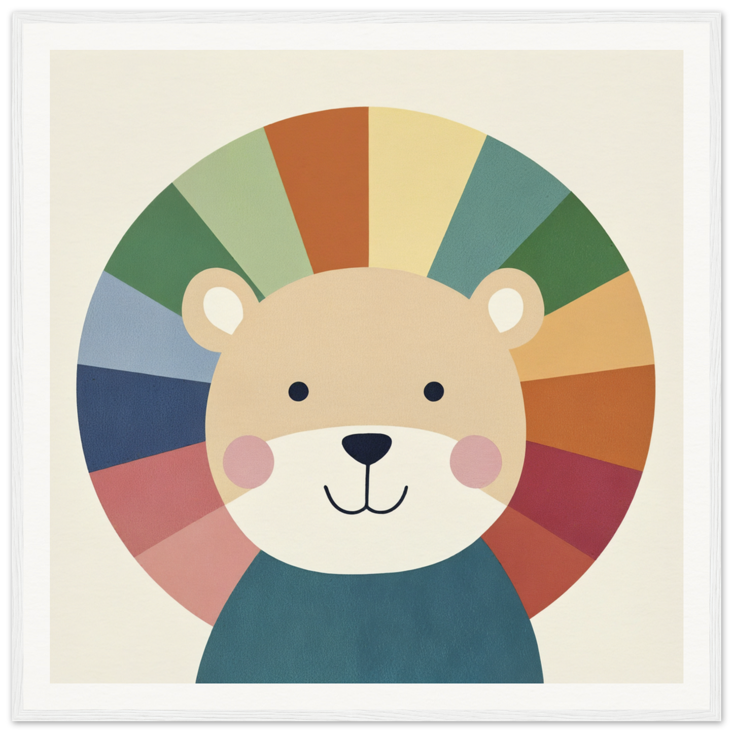 Cute cartoon bear with rainbow mane in Lion Rainbow Revelry design