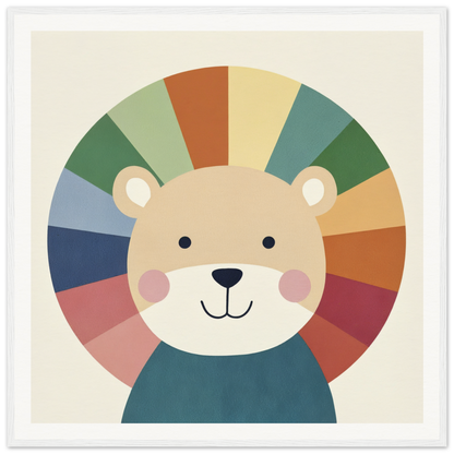 Cute cartoon bear with rainbow mane in Lion Rainbow Revelry design