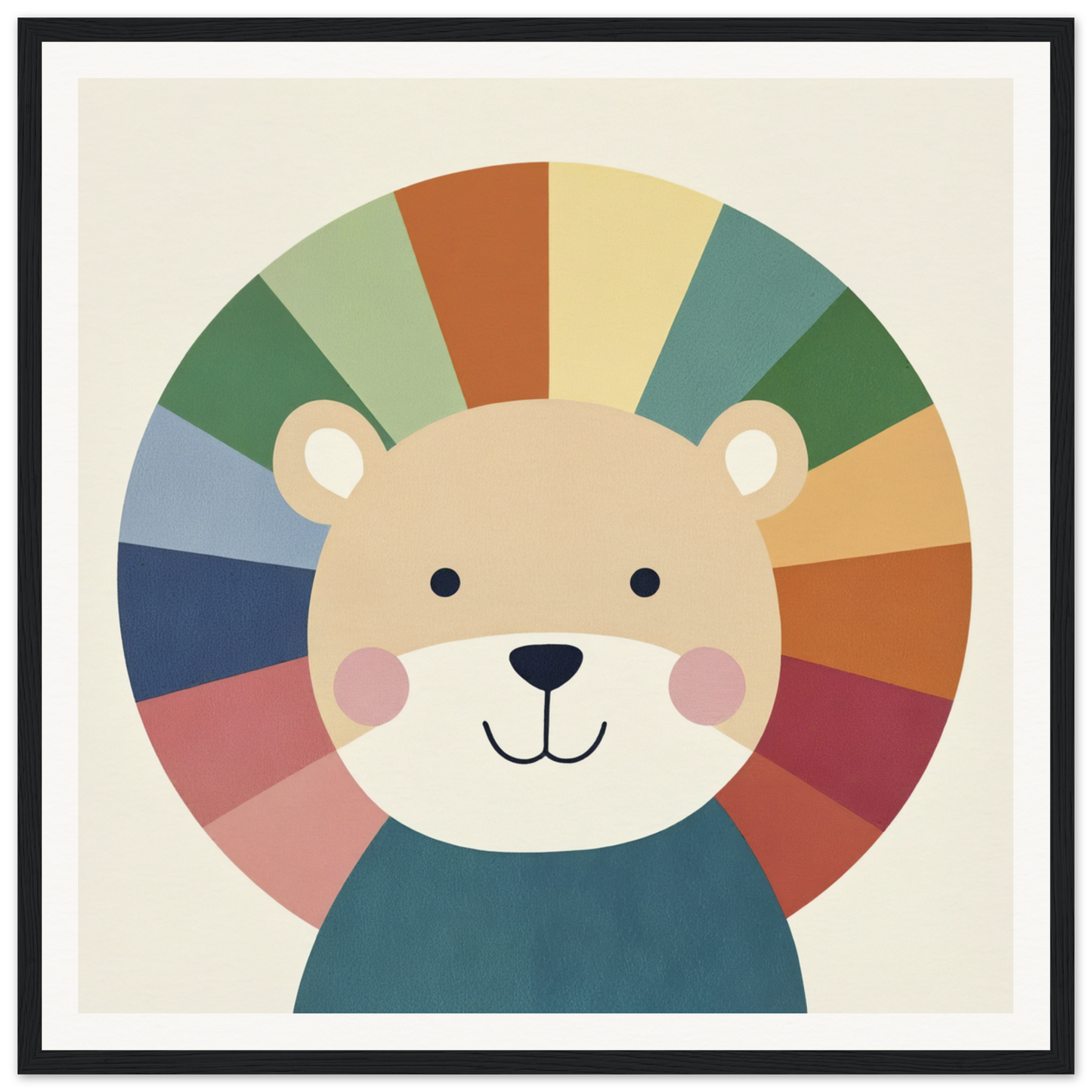 Cute cartoon bear with rainbow mane, featured in Lion Rainbow Revelry product