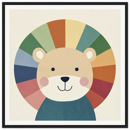 Cute cartoon bear with rainbow mane, featured in Lion Rainbow Revelry product