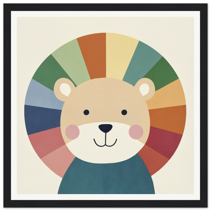 Cute cartoon bear with colorful mane, part of Lion Rainbow Revelry collection