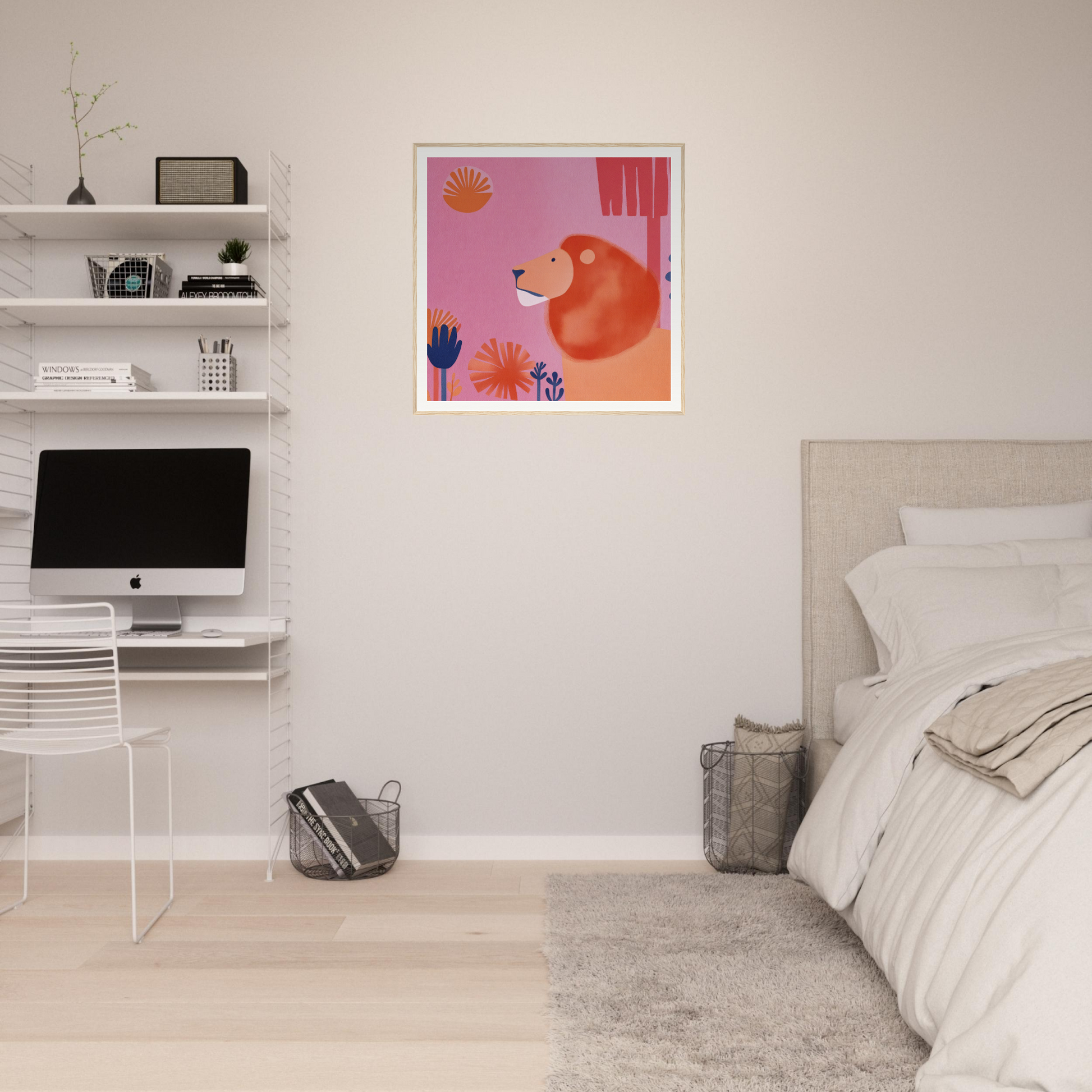 Colorful bear profile artwork on pink background in Lion’s Psychedelic Serenade