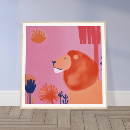 Smiling orange bear surrounded by flowers in Lion’s Psychedelic Serenade design