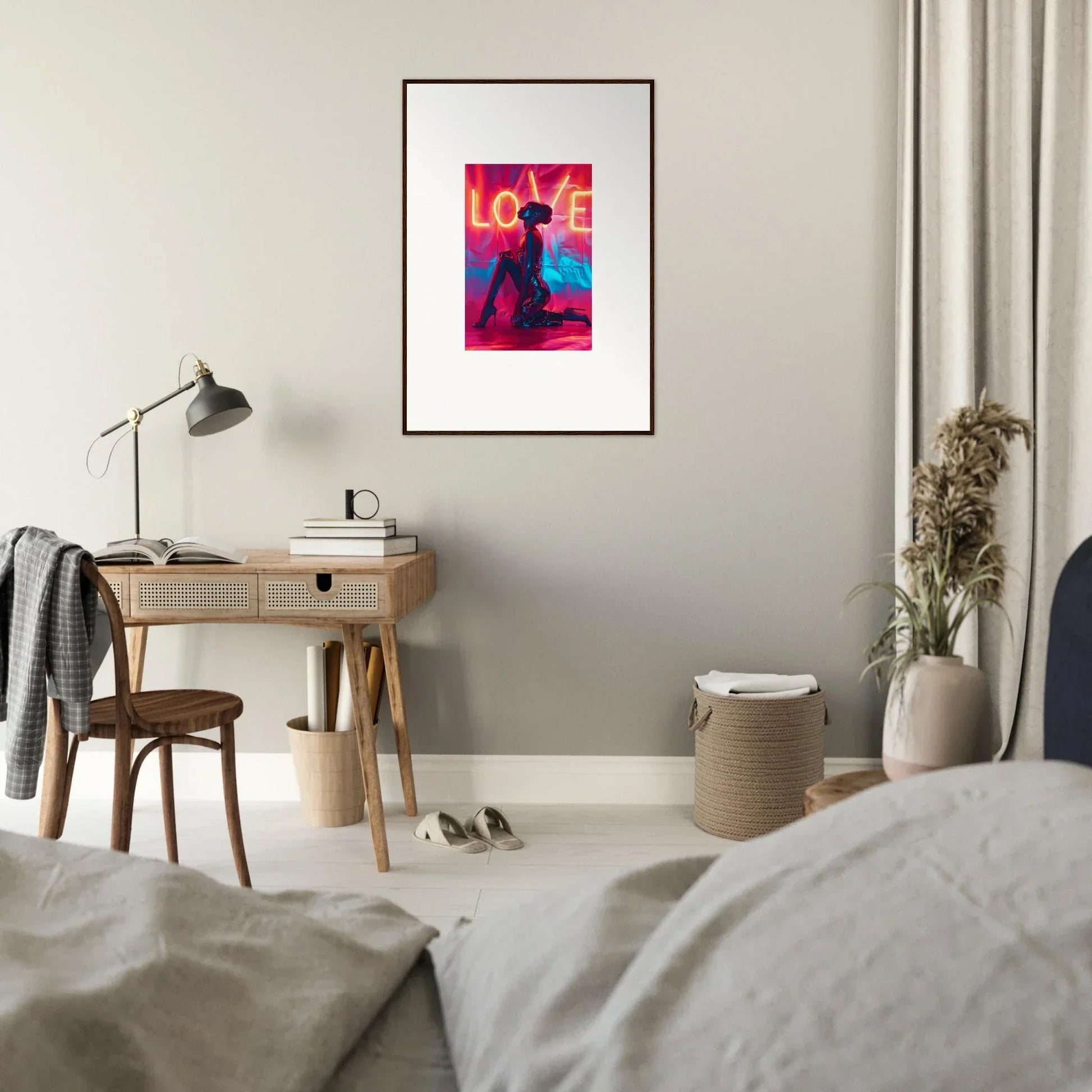 Colorful LOVE poster with silhouette, perfect for unique room decoration or wall art