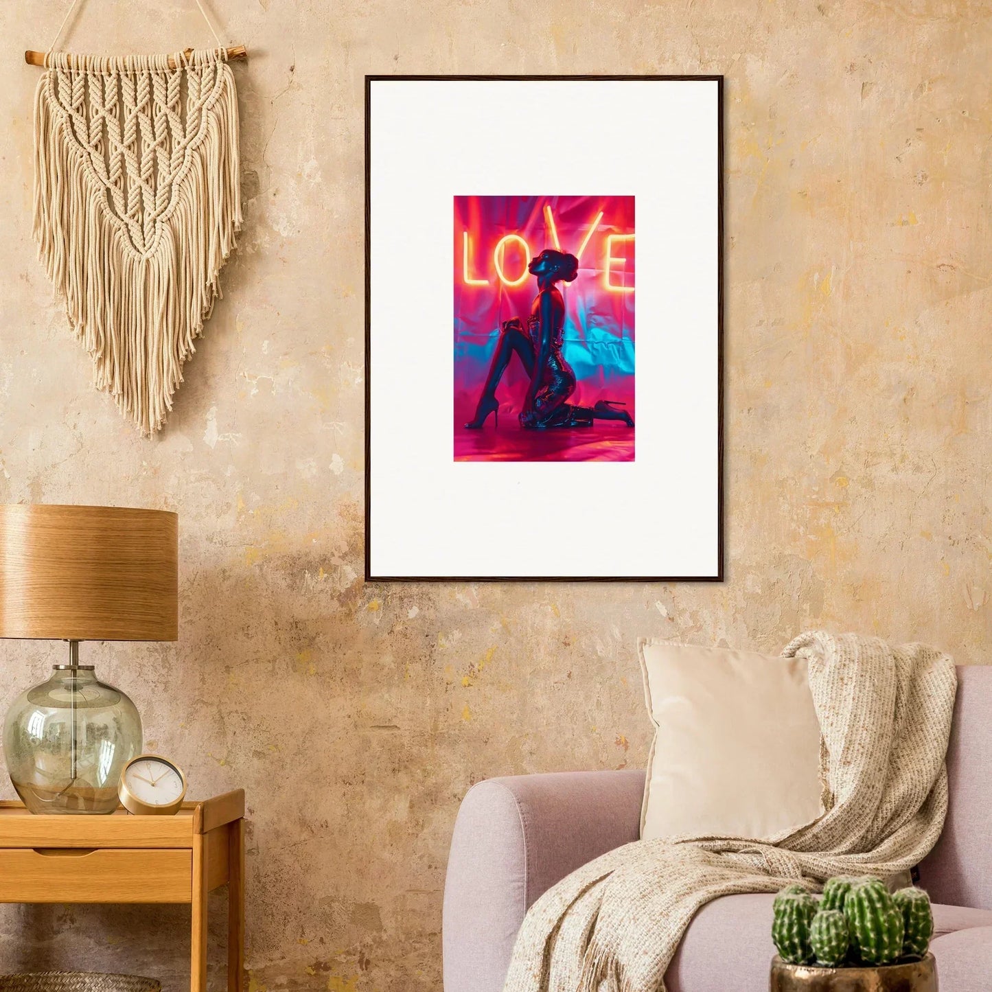 Colorful silhouette wall art with LOVE text perfect for any room decoration or canvas print