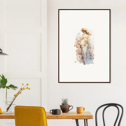 Framed watercolor painting of a dreamy feminine figure perfect for room decoration