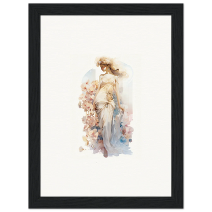 Watercolor canvas print of an ethereal woman for dreamy room decoration