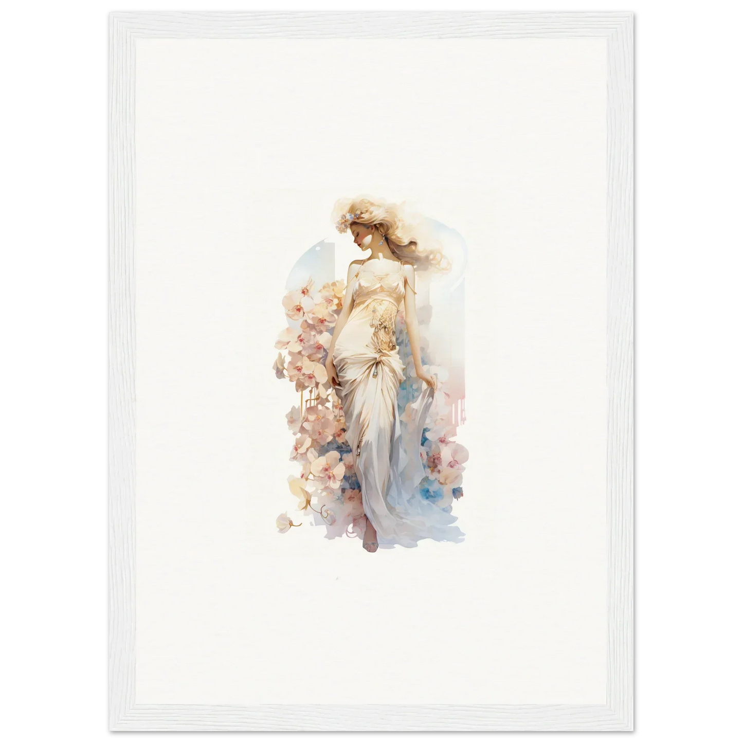 Watercolor painting of an elegant woman in a dress for dream amusements canvas print