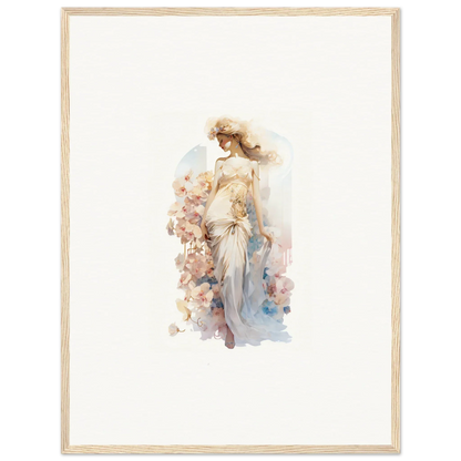 Watercolor canvas print of an elegant woman in a flowing dress for dream amusements room decoration