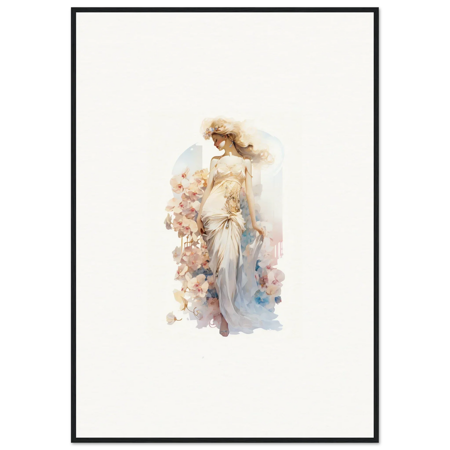 Watercolor painting of a dreamy female figure for your room decoration canvas print