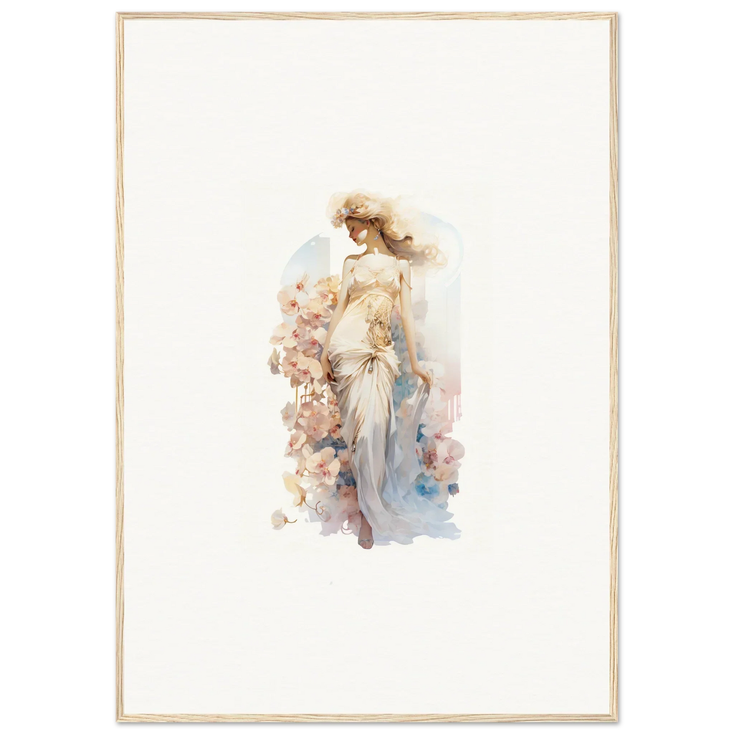 Watercolor painting of an elegant woman for dreamy room decoration canvas print