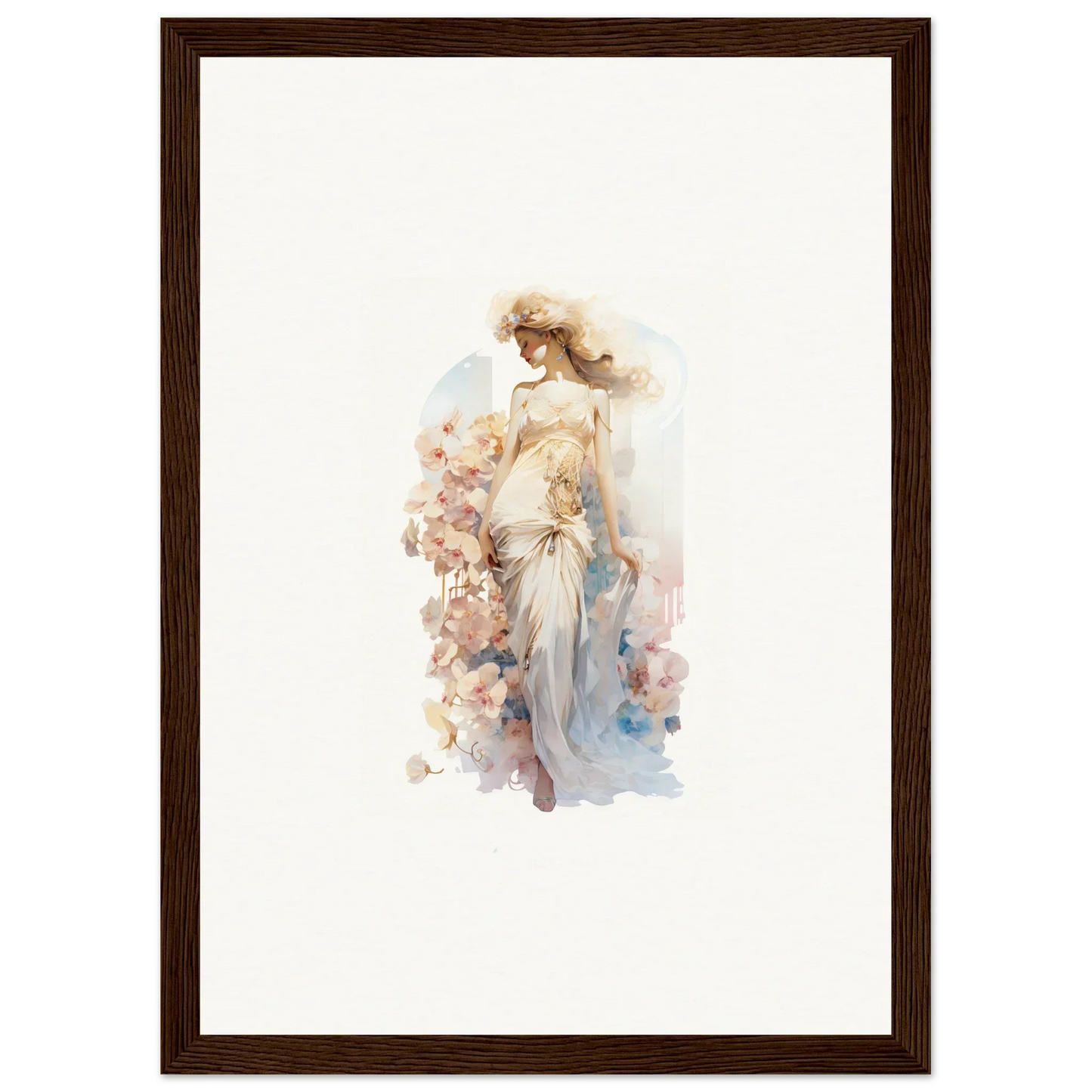 Watercolor painting of a dreamy female figure, perfect for room decoration canvas print