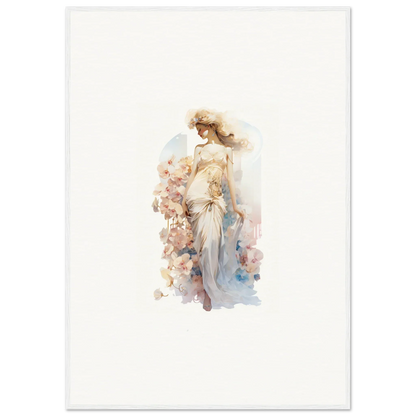 Ethereal female figure watercolor canvas print for dreamy room decoration