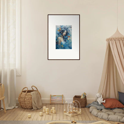 Framed wall art of Blue and Floral Elements for Dream Rhapsody Room Decor