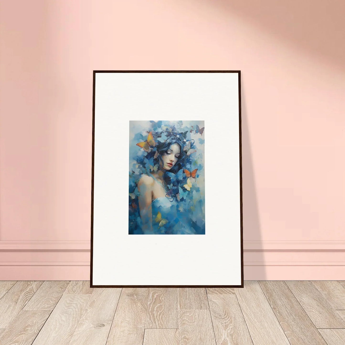 Framed wall art of a figure in blue and gold, perfect for dream rhapsody room decor