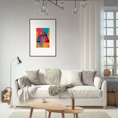 Bright abstract canvas print for vibrant room decoration on a white wall