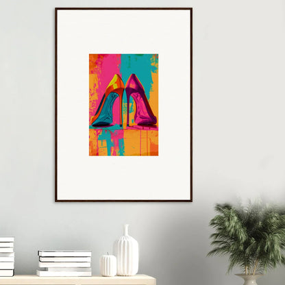 Colorful pop art high-heeled shoes canvas print for trendy room decoration wall art