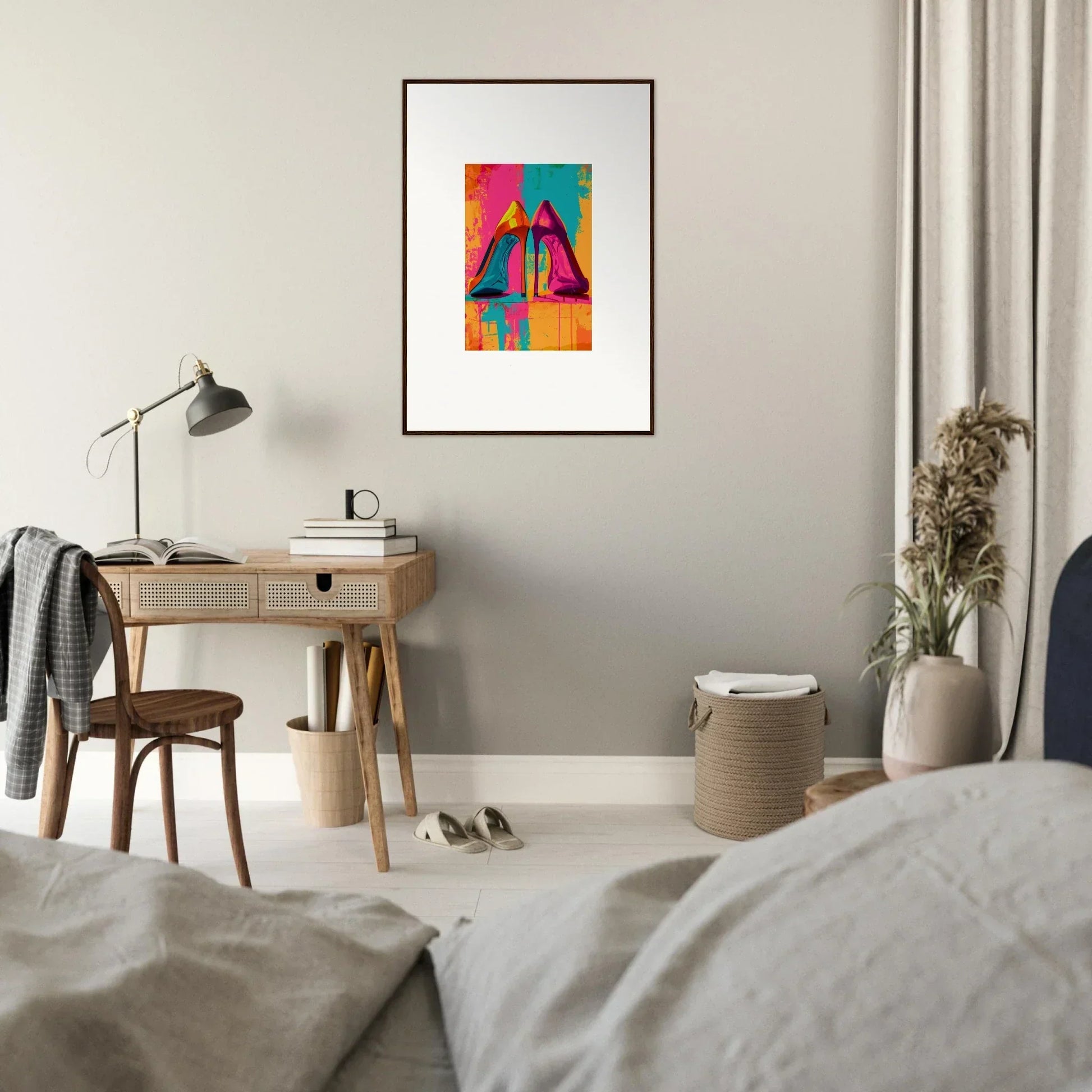 Colorful geometric abstract wall art canvas print for vibrant room decoration