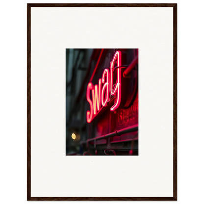 Neon red Swag sign for vibrant night decor in stylish framed wall art