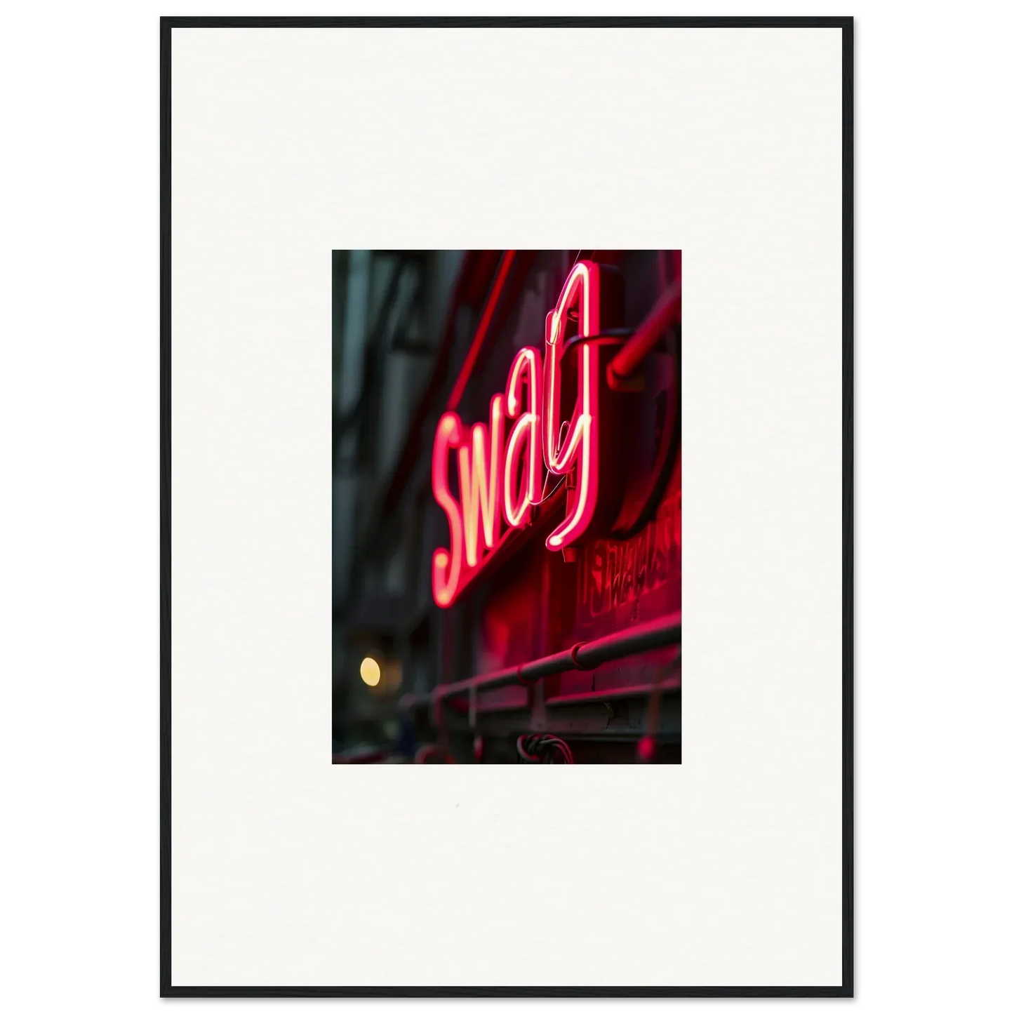 Neon sign ’Sway’ in red, perfect for Night Vibrance room decor and framed wall art