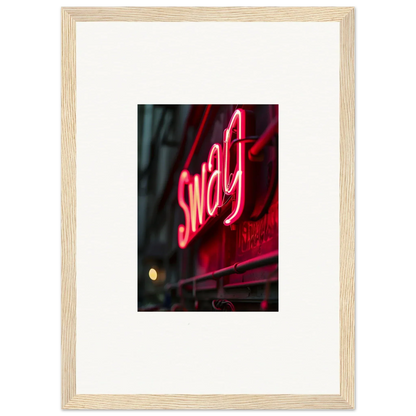 Glowing red neon sign spelling Swag for stylish night vibrance room decor