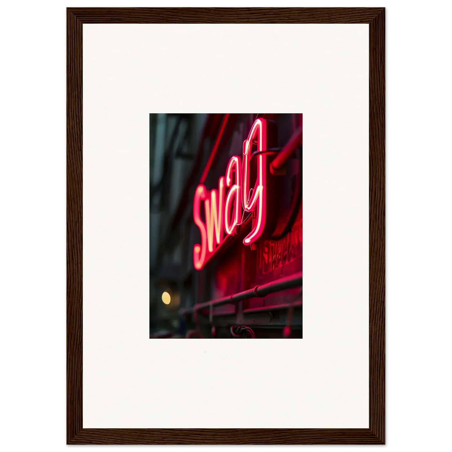 Neon red sign with Swag, perfect for Night Vibrance room decor and framed wall art