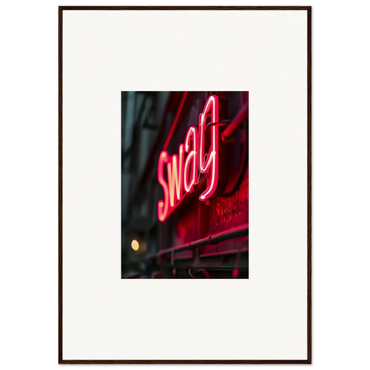 Sway neon sign in glowing red, perfect for Night Vibrance room decor and framed wall art