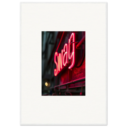 Glowing red neon sign spelling Sway for stylish night vibrance room decor