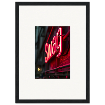 Neon red Swag sign glowing beautifully, perfect for night vibrance room decor