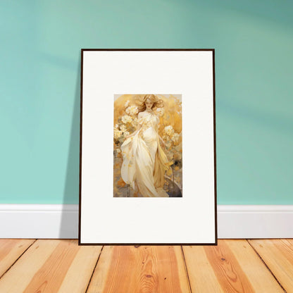 Framed canvas print of a woman in a white dress for dreamy room decoration