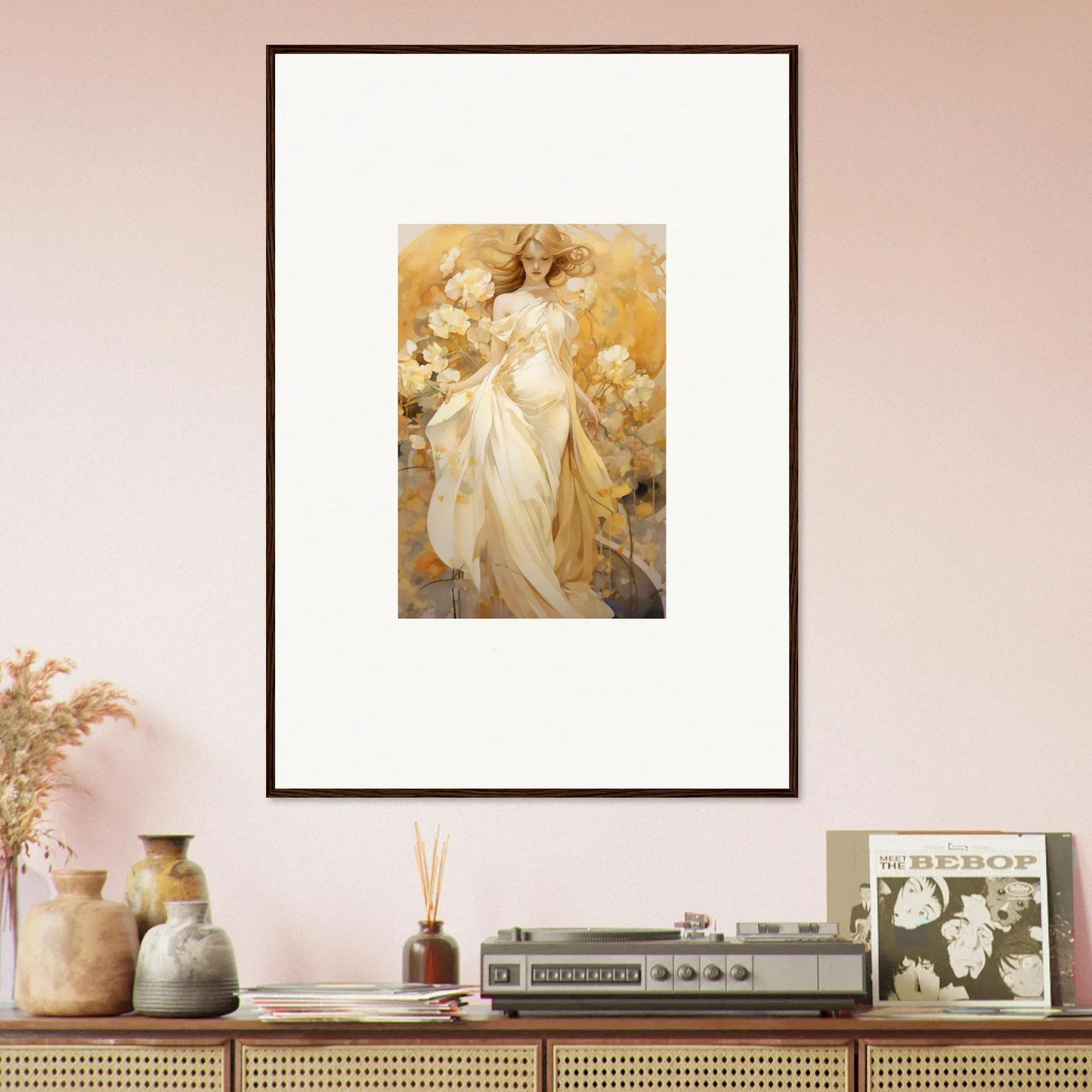 Framed canvas print of an ethereal female in a silk dream for room decoration