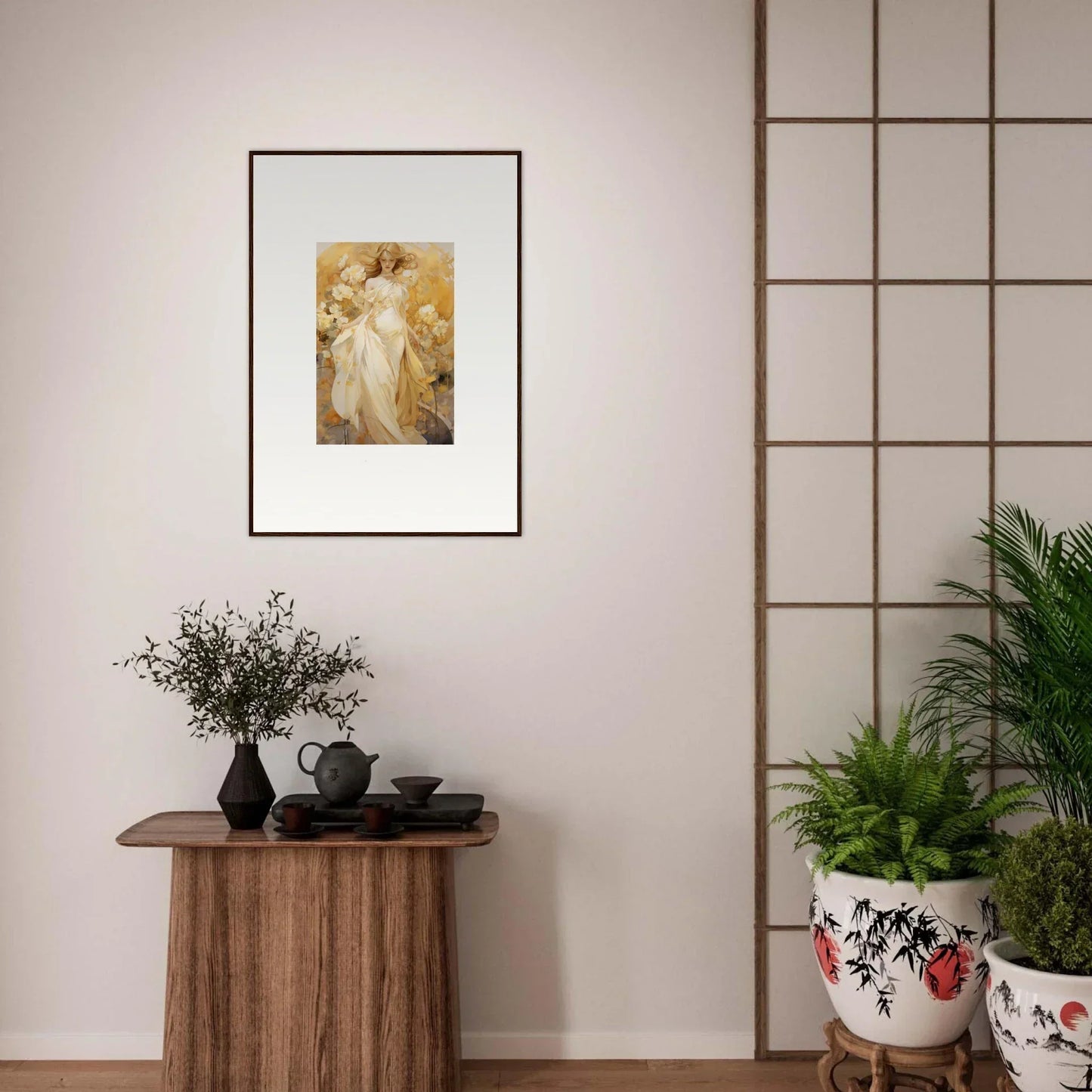 Stunning canvas print of a golden female figure for your Silk Dream room decoration