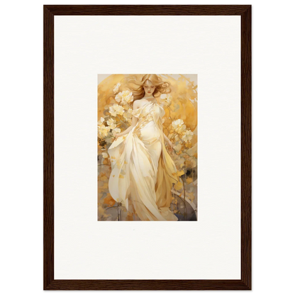 Framed canvas print of a dreamy woman in a white dress for your room decoration