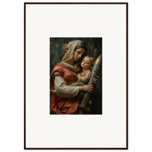 Framed wall art of a woman with a baby and staff, perfect for Aedel Composure room decor