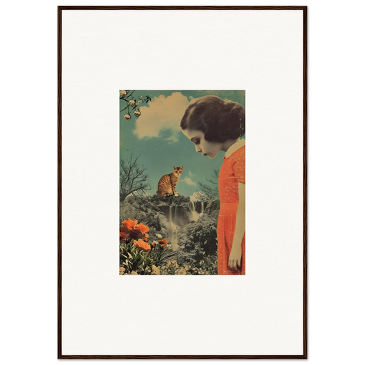 Vintage-style canvas print of a woman in an orange dress by cerebral gardens