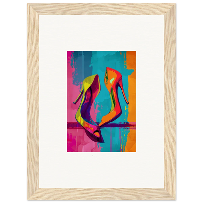 Colorful high-heeled shoes in abstract style perfect for enigma dance room decoration