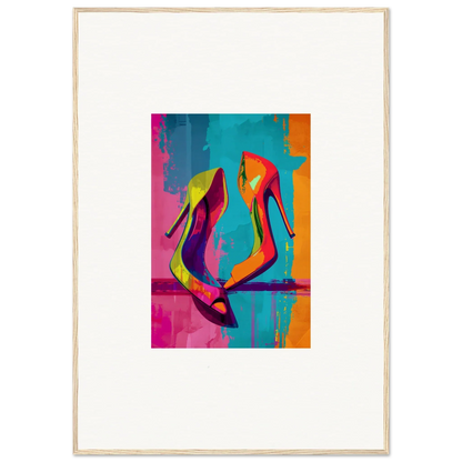 Colorful abstract canvas print of high-heeled shoes for enigma dance room decoration