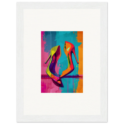 Colorful high-heeled shoes in vibrant abstract style for Luminous Enigma Dance canvas print