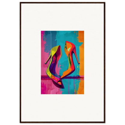 Colorful abstract painting of high-heeled shoes for stylish room decoration canvas print