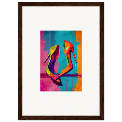 Colorful abstract painting of high-heeled shoes for a stylish room decoration canvas print