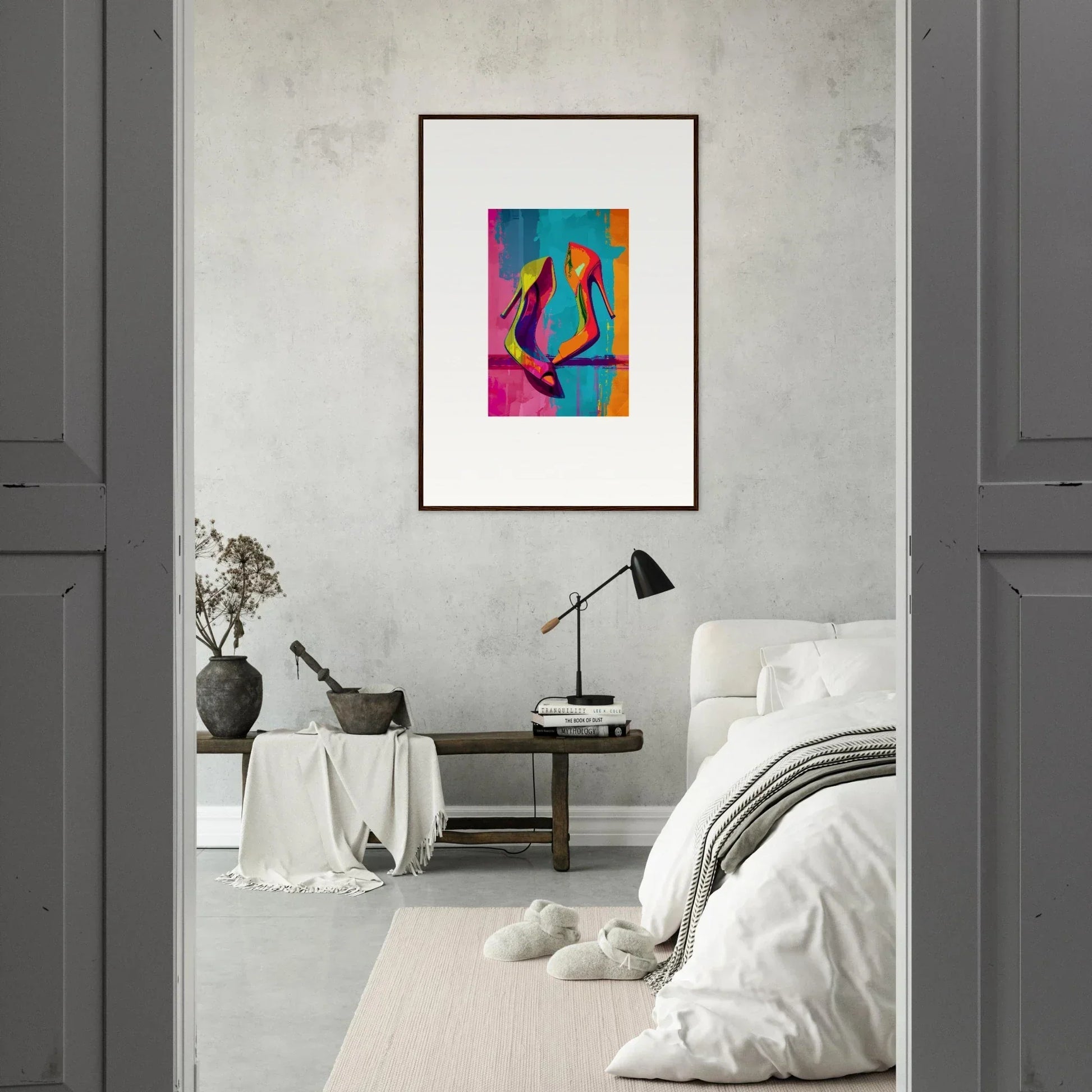 Framed canvas print of Luminous Enigma Dance adds color to your room decoration