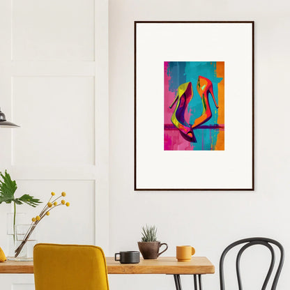 Colorful abstract canvas print of high-heeled shoes for a chic room decoration